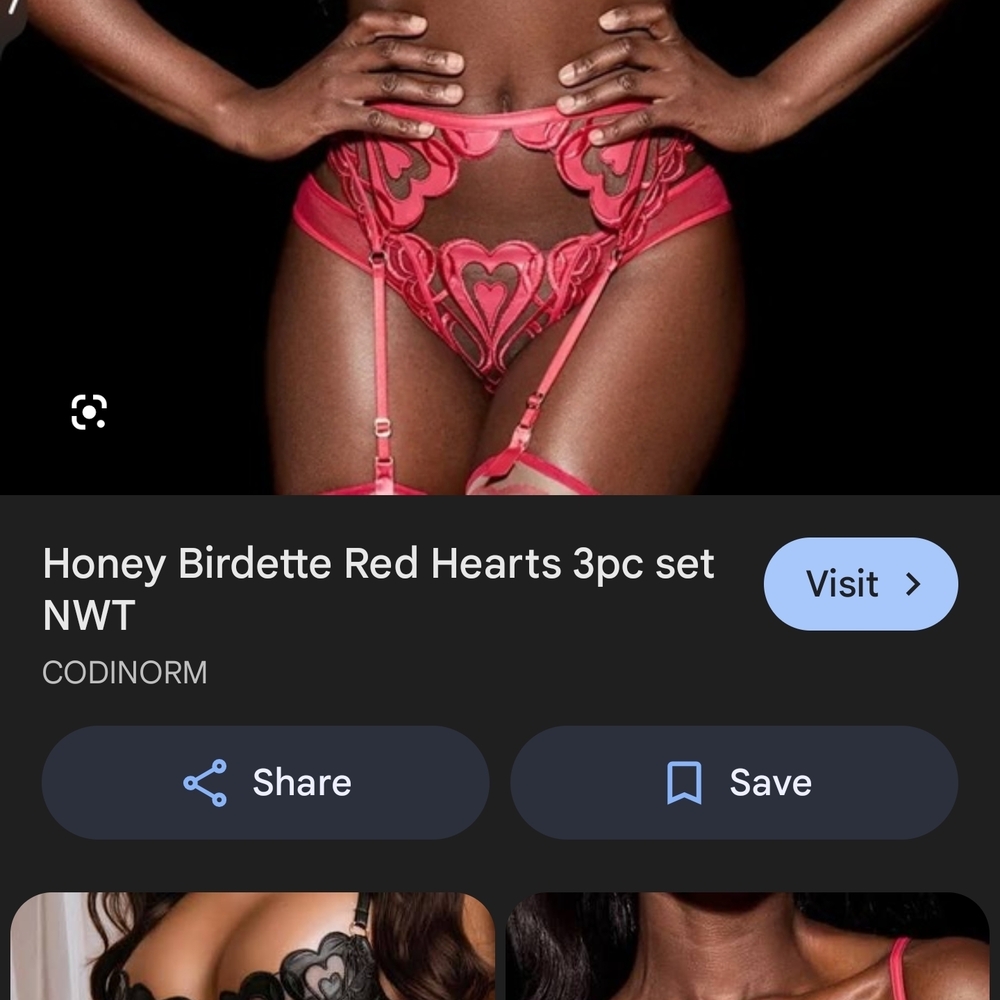 Rare Honey Birdette Heart Lace Lingerie Set - Pink and Red - Picture 3 of 3